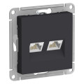 ATLASDESIGN РОЗЕТКА двойная компьютерная RJ45+RJ45 кат. 5e, механизм, КАРБОН ATN001085