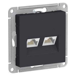 ATLASDESIGN РОЗЕТКА двойная компьютерная RJ45+RJ45 кат. 5e, механизм, КАРБОН ATN001085