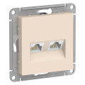 ATLASDESIGN РОЗЕТКА двойная компьютерная RJ45+RJ45 кат. 5e, механизм, БЕЖЕВЫЙ ATN000285