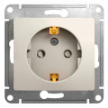 GLOSSA РОЗЕТКА с заземлением со шторками, 16А, механизм, МОЛОЧНЫЙ GSL000945