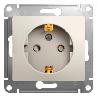 GLOSSA РОЗЕТКА с заземлением со шторками, 16А, механизм, МОЛОЧНЫЙ GSL000945