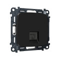 MO812005 Комплект механизма компьютерной розетки RJ-45 экранированной с автоматической защитной шторкой OMEGA Черный матовый QUANT OP8120, VM185 AMBRELLA VOLT