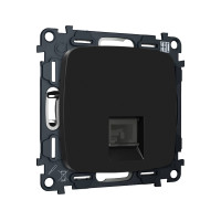 MO812005 Комплект механизма компьютерной розетки RJ-45 экранированной с автоматической защитной шторкой OMEGA Черный матовый QUANT OP8120, VM185 AMBRELLA VOLT