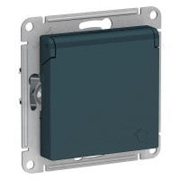 ATLASDESIGN РОЗЕТКА с заземлением со шторками с крышкой, 16А, IP20, механизм, ИЗУМРУД ATN000846