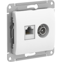 GLOSSA РОЗЕТКА двойная ТВ + компьютерная RJ45 кат. 5e, механизм, БЕЛЫЙ GSL000189