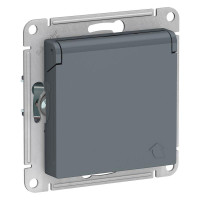 ATLASDESIGN РОЗЕТКА с заземлением со шторками с крышкой, 16А, IP20, механизм, ГРИФЕЛЬ ATN000746