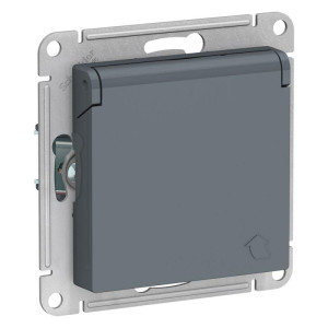 ATLASDESIGN РОЗЕТКА с заземлением со шторками с крышкой, 16А, IP20, механизм, ГРИФЕЛЬ ATN000746