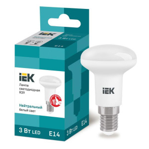 Лампа светодиодная 3Вт R39 4000К нейтр. бел. E14 270лм 230-240В IEK LLE-R39-3-230-40-E14