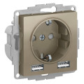 ATLASDESIGN РОЗЕТКА 16А c 2 USB A+A, 5В/2,4А, 2х5В/1,2А, механизм, ШАМПАНЬ ATN000530