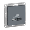 ATLASDESIGN USB РОЗЕТКА А+С, 5В/2,4А, 2х5В/1,2А, механизм, ГРИФЕЛЬ ATN000739