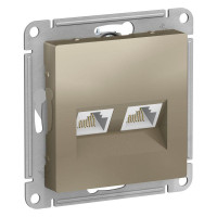 ATLASDESIGN РОЗЕТКА двойная компьютерная RJ45+RJ45 кат. 5e, механизм, ШАМПАНЬ ATN000585