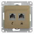 GLOSSA РОЗЕТКА двойная RJ11+RJ45 кат.5e, механизм, ТИТАН GSL000485