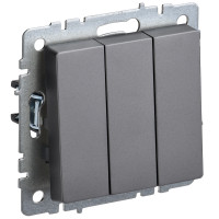 IEK BRITE BASE Сталь Выключ. 3-кл 10А ВС10-3-0-БрС