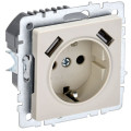 Розетка BRITE РЮш10-2-БрКр 16А с USB A+A 3.1А с заземл. защ. шторки механизм беж. IEK BR-R14-16-U21-D31-K10