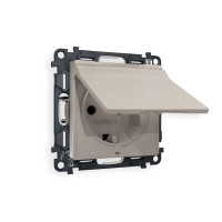 MA368010 Комплект механизма электрической розетки ALFA Серо-бежевый матовый сз с шторками и крышкой IP44 QUANT AP3680, VM141 AMBRELLA VOLT