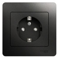 GLOSSA РОЗЕТКА с заземлением со шторками, 16А, в сборе, АНТРАЦИТ GSL000744