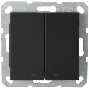 Jasmart G Черный матовый Выключатель 2-кл с подсветкой 10A 250V~ G3023NPB