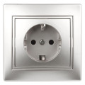 Розетка  Plano 1-202-03 16А IP20 250В 2P+E Schuko алюм. Intro Б0030058