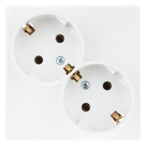Розетка 2-м СП Simon 24 16А IP20 2х2P+E Schuko без защ. шторок механизм бел. Simon 2450459-030