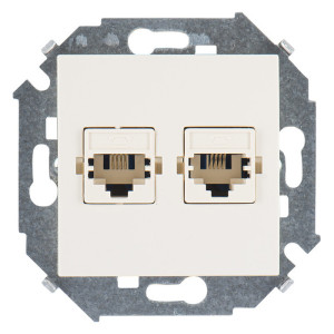 Розетка телефонная 2xRJ11 Simon SIMON 15, скрытый монтаж, слоновая кость, 1591589-031