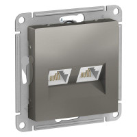 ATLASDESIGN РОЗЕТКА двойная компьютерная RJ45+RJ45 кат. 5e, механизм, СТАЛЬ ATN000985