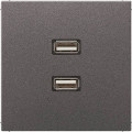 Розетка 2xUSB Jung LS METAL, скрытый монтаж, антрацит, MAAL1153AN