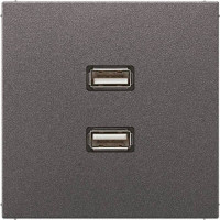 Розетка 2xUSB Jung LS METAL, скрытый монтаж, антрацит, MAAL1153AN