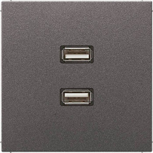 Розетка 2xUSB Jung LS METAL, скрытый монтаж, антрацит, MAAL1153AN
