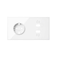 Simon 100 Белый глянец Кит 2 поста, фронт. Накладка на 1 розетку Schuko + 2 з/у USB SC