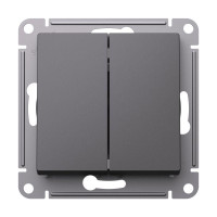 ATLASDESIGN 2-клавишный ПЕРЕКРЕСТНЫЙ ПЕРЕКЛЮЧАТЕЛЬ, сх.7+7, 10АХ, механизм, БАЗАЛЬТ ATN001473