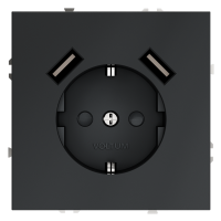 Розетка встраиваемая VOLTUM S70 с заземлением и защитными шторками, 16А, с USB, A+A, (графит)