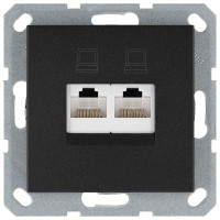 Jasmart Интернет-розетка RJ45 двойная с накладкой, цвет Антрацит
