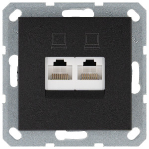 Jasmart Интернет-розетка RJ45 двойная с накладкой, цвет Антрацит