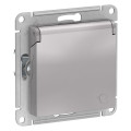 ATLASDESIGN РОЗЕТКА с заземлением со шторками с крышкой, 16А, IP20, механизм, АЛЮМИНИЙ ATN000346