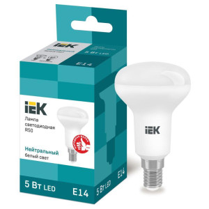 Лампа светодиодная 5Вт R50 4000К нейтр. бел. E14 450лм 230-240В IEK LLE-R50-5-230-40-E14