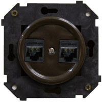 BIRONI Шедель Пластик Коричневый Розетка 2-ая RJ45 (скрытый монтаж), BIRONI, арт. B3-302-22