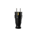 Вилка прямая с заземлением влагозащищенная 2P+PE 230V 16А IP44, черная, каучук DYNEL