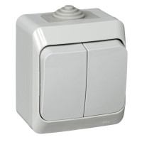 ЭТЮД IP44 О/У 2-клавишный ВЫКЛЮЧАТЕЛЬ 10 АХ, СЕРЫЙ BA10-042C