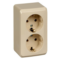 ЭТЮД О/У РОЗЕТКА двойная с заземлением без шторок, 16А, 250B, КРЕМОВЫЙ PA16-007K
