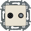 Розетка телевизионная-спутниковая Legrand Inspiria для скрытого монтажа, для схемы звезда, 1.5 дБ 4-2400 МГц  2 дБ 4-2400 МГц, поддержка обратного питания для активных антенн до 500мА, цвет Слоновая кость