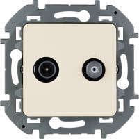 Розетка телевизионная-спутниковая Legrand Inspiria для скрытого монтажа, для схемы звезда, 1.5 дБ 4-2400 МГц  2 дБ 4-2400 МГц, поддержка обратного питания для активных антенн до 500мА, цвет Слоновая кость