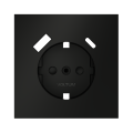 Накладка для розетки с заземлением и защитными шторками, с USB A+C, S70 (черный матовый)