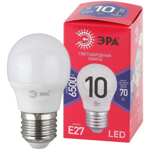 Лампа светодиодная RED LINE LED P45-10W-865-E27 R 10Вт P45 шар 6500К холод. бел. E27 Эра Б0045355