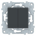Двухклавишный проходной выключатель Schneider Electric UNICA NEW, антрацит, NU521354