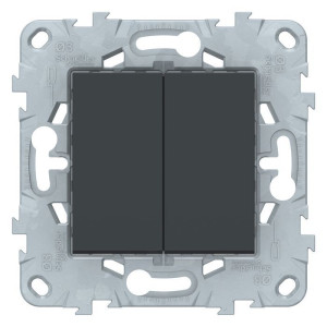 Двухклавишный проходной выключатель Schneider Electric UNICA NEW, антрацит, NU521354