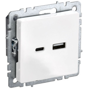 Розетка BRITE USB AC 18Вт РЮ11-1-БрБ механизм бел. IEK BR-U22-018-K01