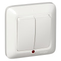 Выключатель двухклавишный Schneider Electric ПРИМА с подсветкой, белый, S56-039-BI