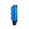 Розетка (колодка) трехместная с крышкам каучук 2P+PE 250V 16А IP54 синяя DYNEL