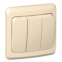 ЭТЮД С/У 3-клавишный ВЫКЛЮЧАТЕЛЬ 10 АХ, КРЕМОВЫЙ BC10-003K