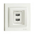 Розетка 2-я USB механизм Mono Electric Despina/ Larissa зарядка, бел. 500-001905-178